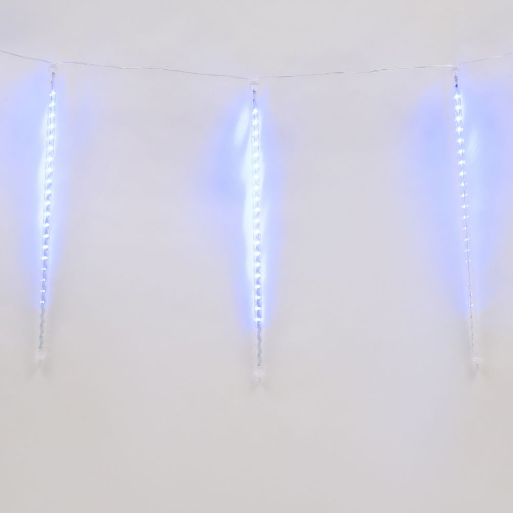 ULD-E1505-336-DTK BLUE IP44 TWISTED METEOR Занавес светодиодный фигурный Звездный дождь. соединяемый. 6 подвесов. 336 светодиодов. Размер 1.5х0.5м. Цвет свечения синий. IP44. Провод прозрачный. Упаковка картон.