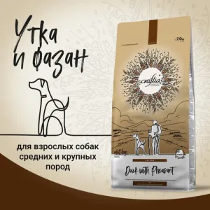 Сухой корм CRAFTIA NATURA для взрослых собак средних и крупных пород из утки с фазаном