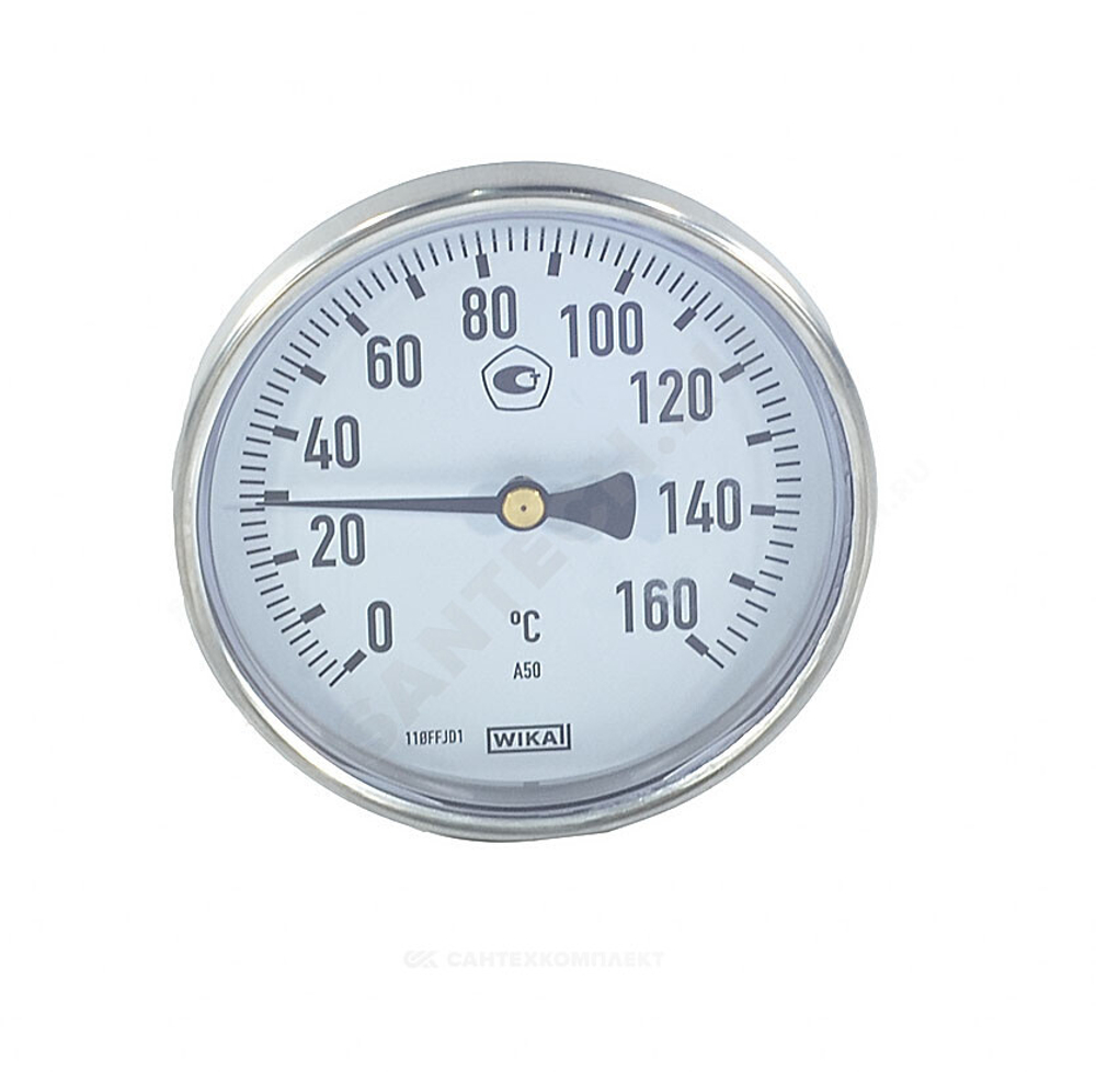 Термометр биметаллический осевой Дк100 160С L=40мм G1/2" A50.10 Wika 36657394