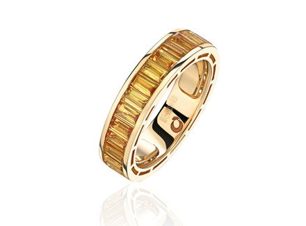 Кольцо "Дорожка" с желтыми сапфирами огранки "Багет"