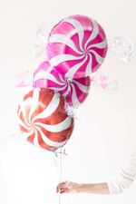 Шар (18"/46 см) Круг, Леденец, Красный 1 шт.