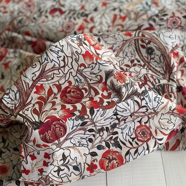 ЦВЕТОЧНЫЙ ВИХРЬ В СТИЛЕ У. МОРРИСА , 100% хлопок Handmade Fabrics 4