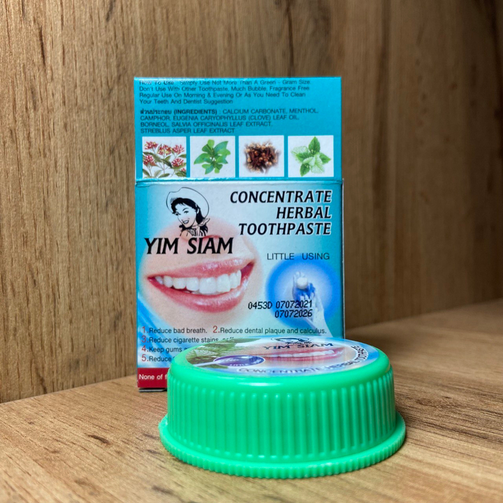 Зубная паста Yim Siam Concentrate Herbal Toothpaste Little Using тайская отбеливающая с мятой 25 г