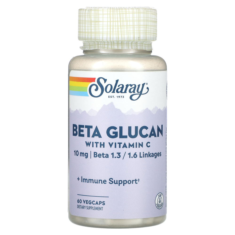 Solaray, Бета-глюкан с витамином C, 60 растительных капсул