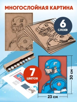 3D Картина по номерам Капитан Америка, мстители Marvel