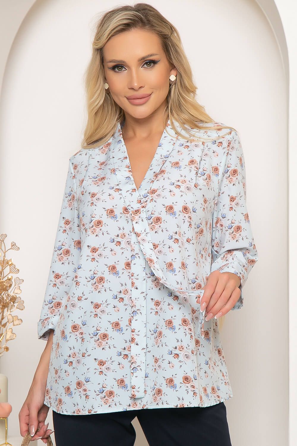 Блуза "Правила успеха" (нежно-голубая) Б4159 LT Collection (Акция)