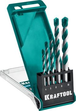 KRAFTOOL Keramo, 5 шт: 4-5-6-8-10 мм набор сверл по керамограниту с твердосплавной пластиной (29175-H5)