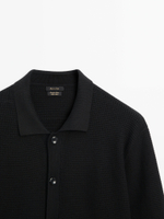 Massimo Dutti | Buttoned textured polo neck cardigan