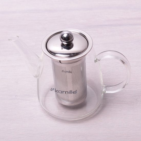 Заварник со съемным ситечком 600 мл (стекло, нержавеющая сталь) Kamille KM-1603