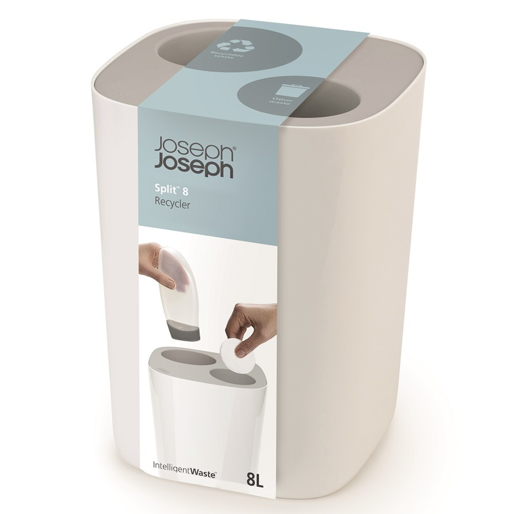 Контейнер мусорный split™, 8 л, бело-серый