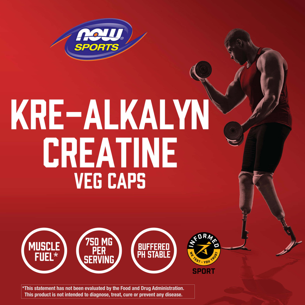 NOW Foods, Sports, щелочной креатин, 120 капсул (750 мг на капсулу)