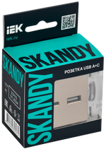 SKANDY Розетка USB A+C 3,1А SK-R14Sa песочный IEK