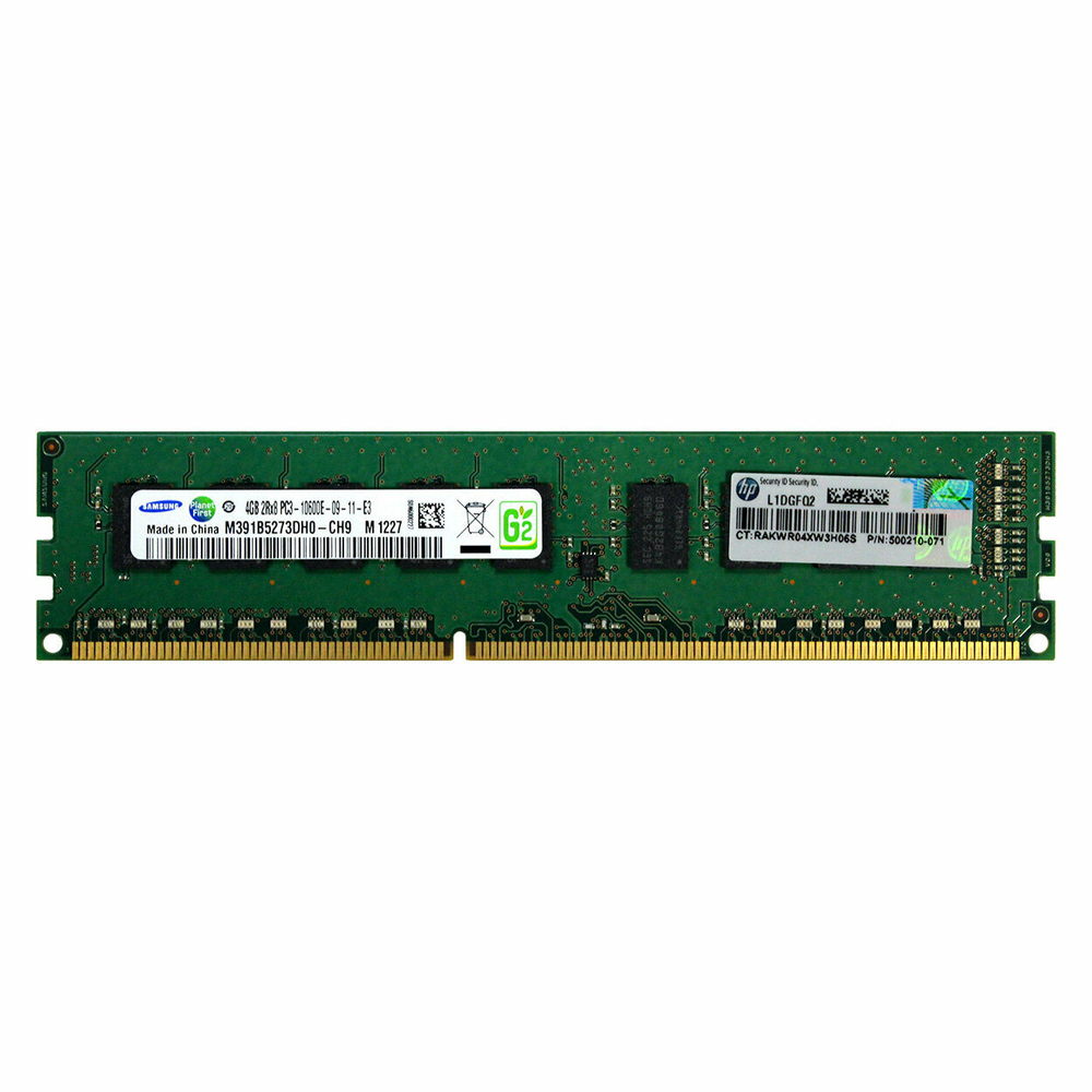 Модуль памяти HP 4GB (1x4GB) Dual Rank x8 PC3-10600 (DDR3-1333) Unbuffered CAS-9 Memory Kit, 500672-B21, 501541-001,