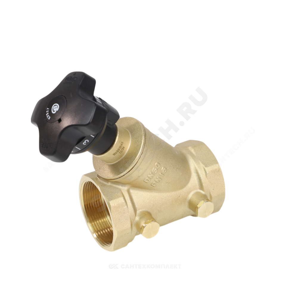 Клапан балансировочный ручной латунь 3180H Ду 15 G1/2" Ру16 Тмакс=120 оС ВР Kvs=2.94м3/ч без ниппелей Benarmo