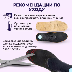 Каркасные ортопедические стельки кожаные при плоскостопии и пяточной шпоре