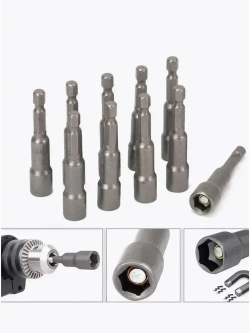 6-19 мм + телескопический эластичный рукав, Набор шестигранных магнитных сверл ,15 предметов (черная коробка)