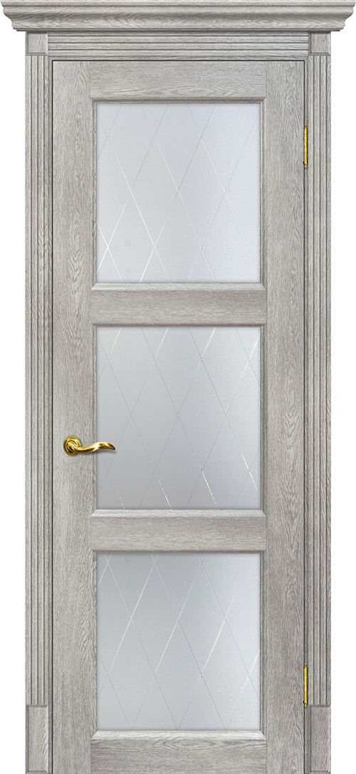 Дверь Тоскана-4 / Цвет Чиаро гриджио / Сатинат, контурный полимер б-цв. рис. Ромб / Двери МАРИАМ