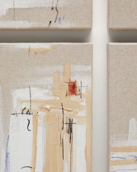 Набор из 4 картин Selnir на льняной основе белого и бежевого цвета 30х30 см