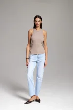 Базовая майка в рубчик, Бежевый