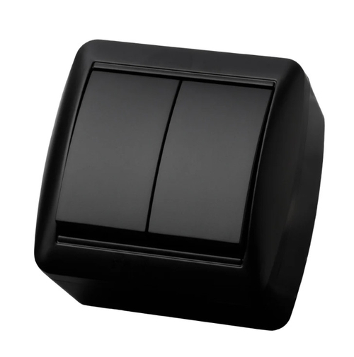 Выключатель 2-кл открытой установки графит Селигер 10А IP44 TDM