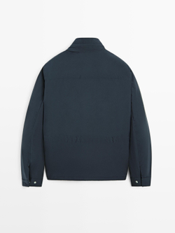 Massimo Dutti Водоотталкивающая стеганая куртка с карманами, темно-синий