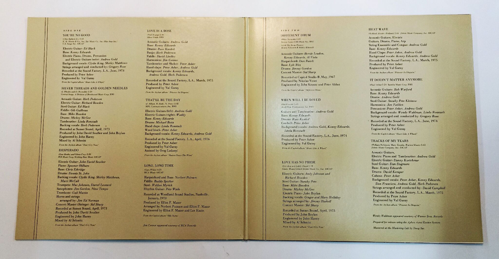 Винтажная виниловая пластинка Linda Ronstadt Linda Ronstadt Greatest Hits (Germany 1976)