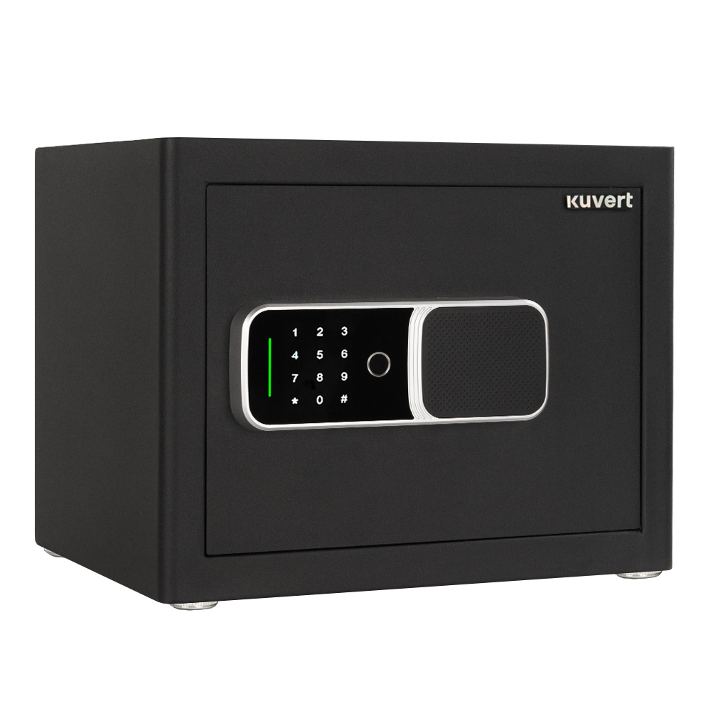 Сейф KUVERT "30FDH" биометрический + электронный замок+ключ, 380х300х300 мм, 10.6 кг, черный