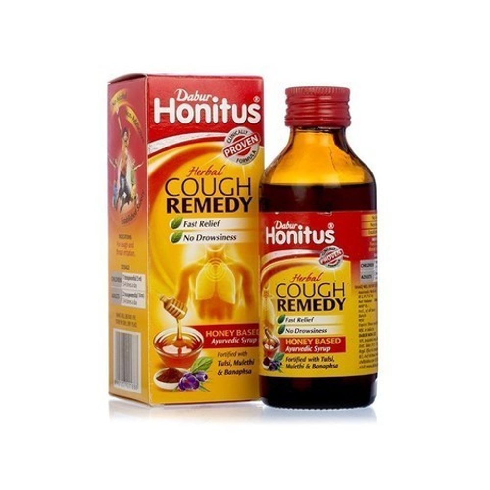 БАД Dabur Honitus Cough Remedy Effective Relief Tulsi, Mulethi &amp; Banaphsa Хонитус сироп от кашля 100 мл