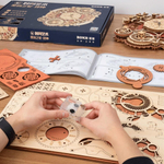 Настенные кварцевые часы с календарём Zodiac Wall Clock (Зодиак) от ROKR - Деревянный конструктор, сборная механическая модель, 3D пазл