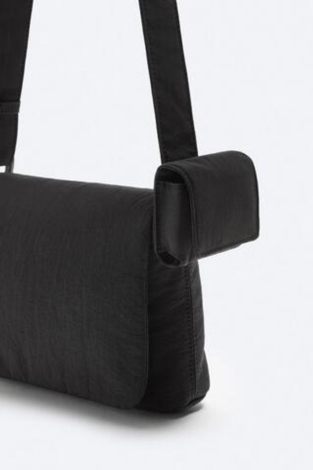 ZARA МИНИ-СУМКА С ПЛЕЧЕВЫМ РЕМНЕМ НЕЙЛОН, ЧЕРНЫЙ