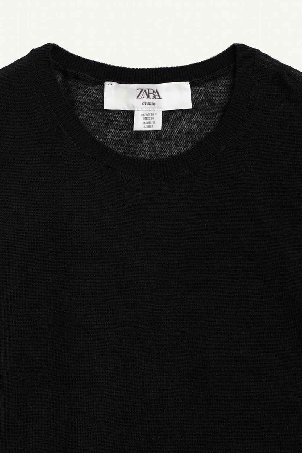 ZARA ФУТБОЛКА ИЗ 100% ШЕРСТИ, ЧЕРНЫЙ