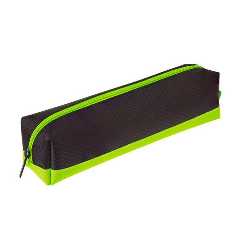 Пенал-косметичка BRAUBERG, мягкий, "Black&Bright", черно-зеленый, 21х5х5 см, 229005