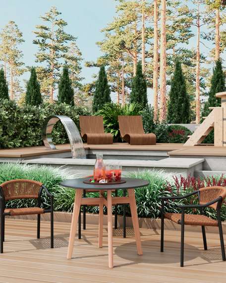 Уличный плетеный стул Syna светло-коричневый серые ножки