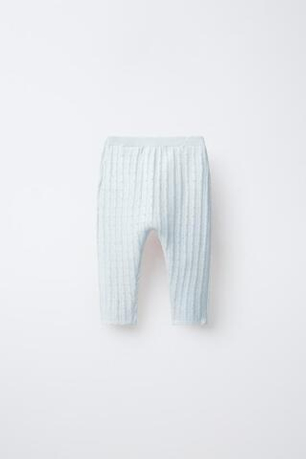 ZARA РИФЛЕНЫЕ БРЮКИ С АЖУРНЫМИ ВСТАВКАМИ, ГОЛУБОЙ