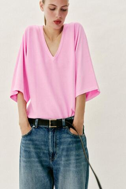 ZARA ДЖЕМПЕР С V-ОБРАЗНЫМ ВЫРЕЗОМ, РОЗОВЫЙ