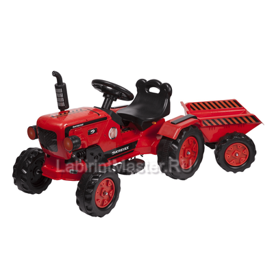 Детский Kreiss трактор с прицепом, красный, 6V