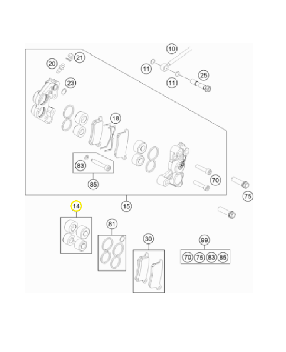 Поршень переднего тормозного суппорта KTM, HQV, GASGAS MC-65 к-кт