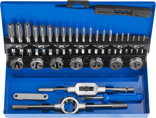 ЗУБР 32 предмета, набор метчиков комплектных и плашек, сталь Р6М5