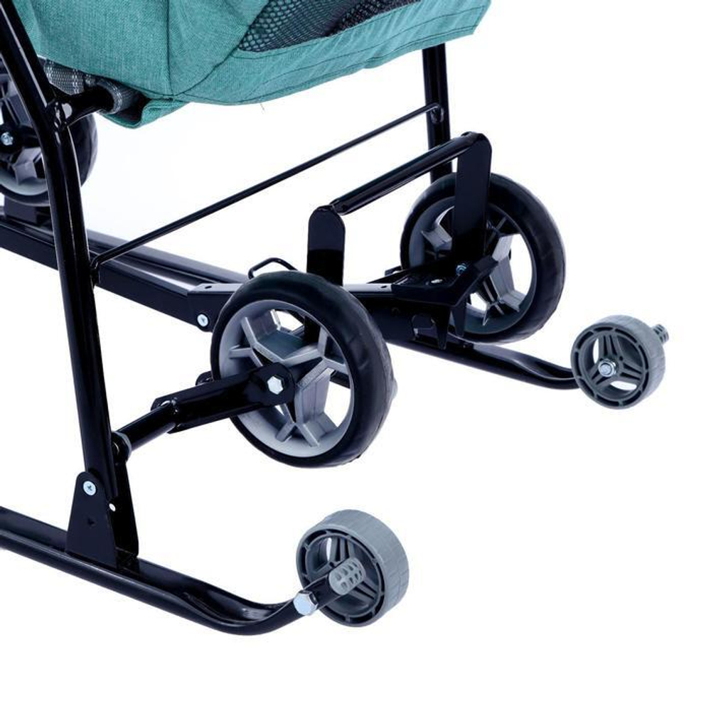 Коляска комбинированная «Наши детки» 6 в джинсовом стиле зеленый (арт. НДТ6/5)