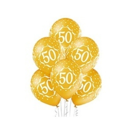 Шар (14"/36 см) Шелкография металлик, Цифра 50 25 шт.