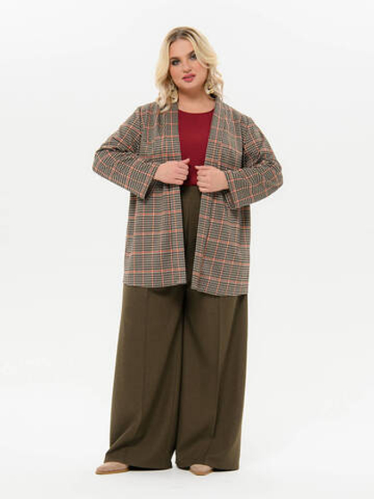 Жакет из костюмной ткани, бежевая клетка