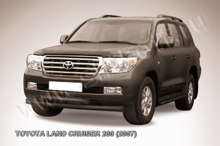 Защита переднего бампера Toyota Land Cruiser 200 (2007-2012) d76+d57 серебристая