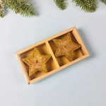 Свечи новогодние «Звездочки блестящие» 5,5 см (набор 2 шт), золото