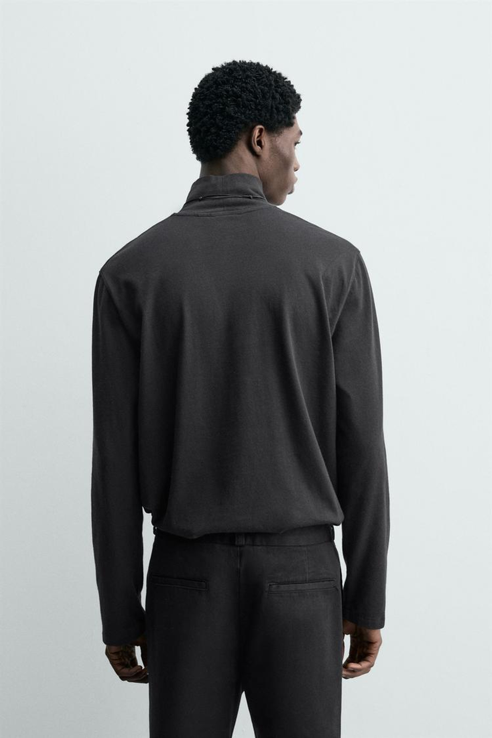 ZARA ФУТБОЛКА С ВОРОТНИКОМ-СТОЙКОЙ, МОРСКОЙ ТЕМНО-СИНИЙ