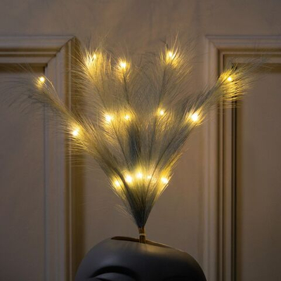 Ветка светодиодная серая, 56 см, 15 LED, батарейки ААх2 (не в комплекте), свечение теплое белое