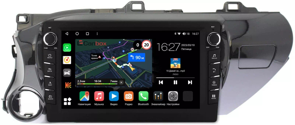 Магнитола Toyota Hilux 8 2015-2023+ - Canbox 1056/1071 Android 10, ТОП процессор, CarPlay, 4G SIM-слот