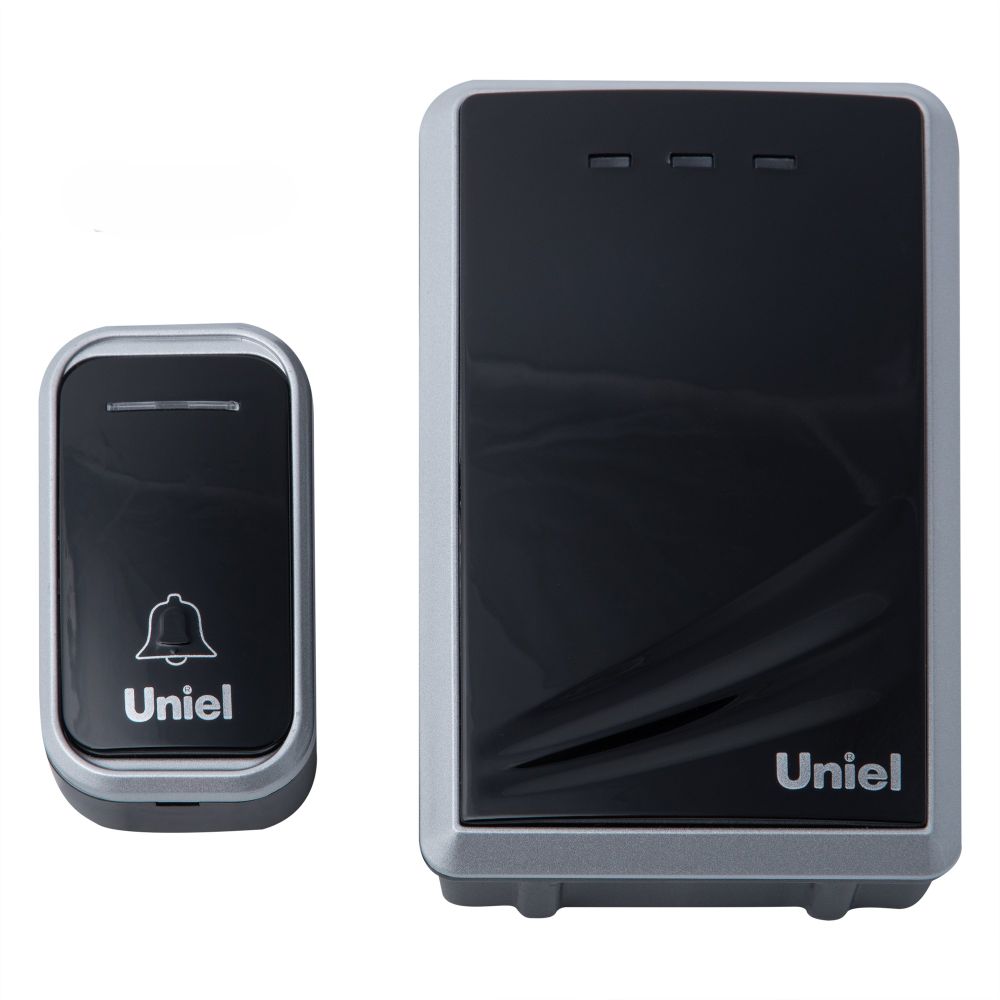 UDB-017W-R1T1-38S-150M-BL-SL Звонок беспроводной. Радиус действия 150м. Черный с серебристым. ТМ Uniel