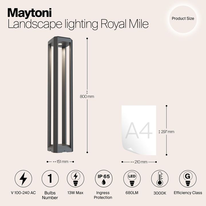 Ландшафтный светодиодный светильник Maytoni Royal Mile O019FL-L12GR3K