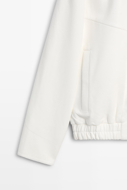 Massimo Dutti Бомбер из кожи наппа, белый