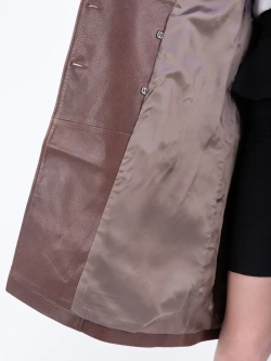 Тренч длинный кожаный с поясом плащ на весну